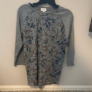 Disney Mickey Mouse Women’s  3/4 Length Baseball tee - Gray